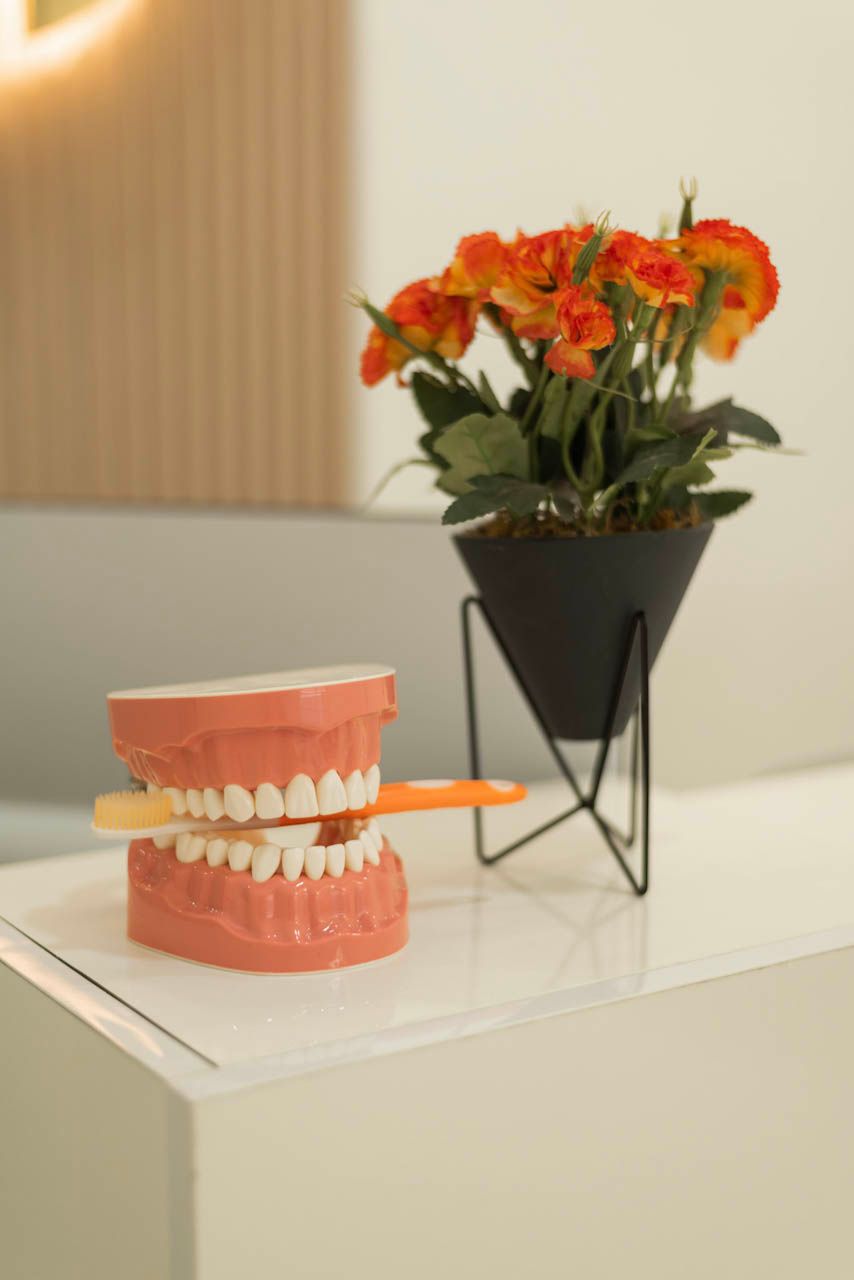 Tooth model on the counter at the Citismiles clinic in Balanga City
